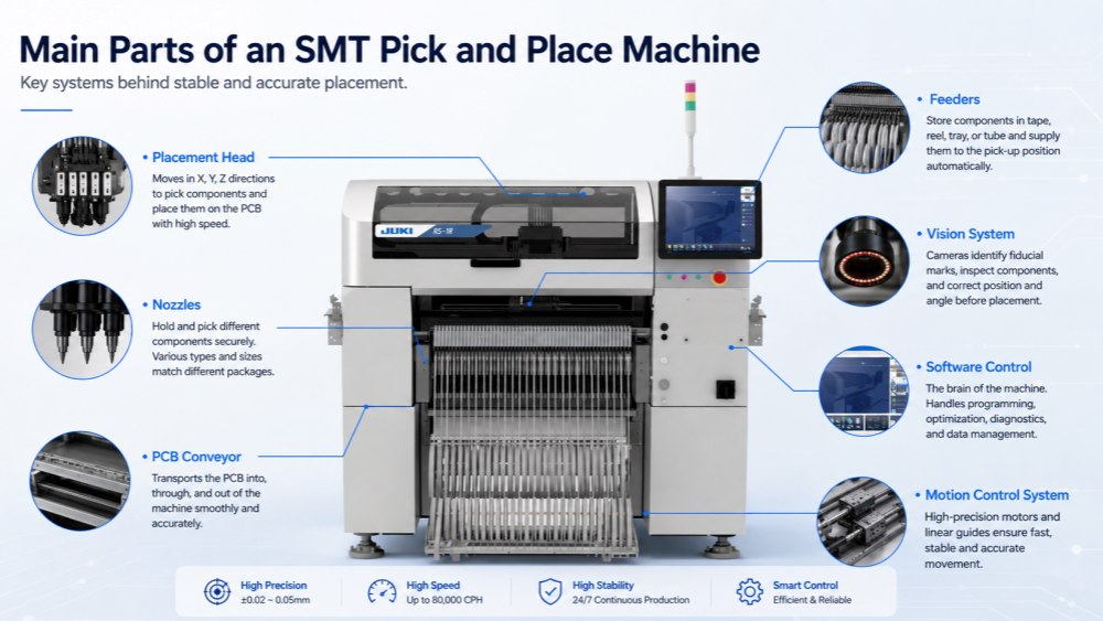 Glavni deli stroja SMT Pick and Place