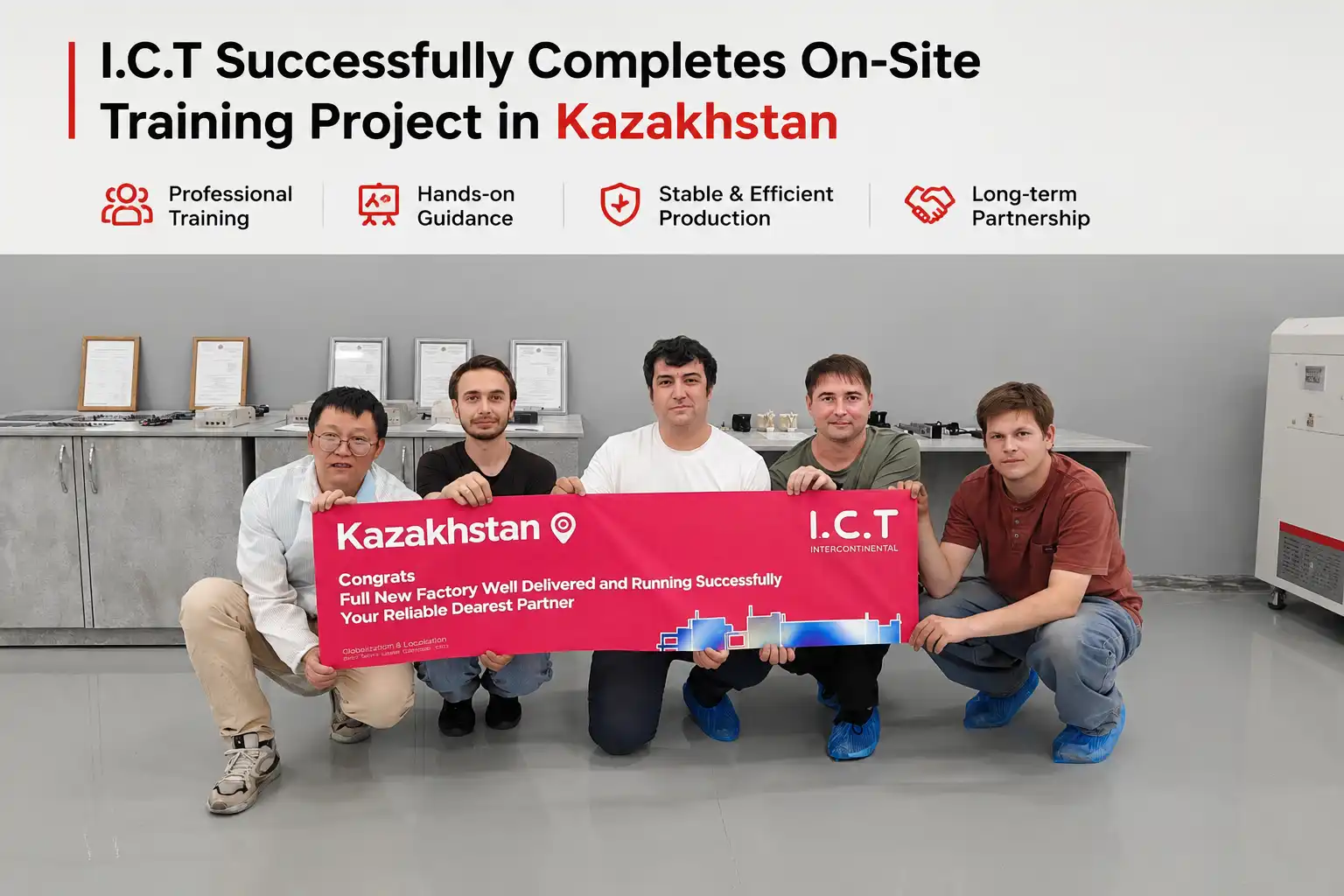 ICT uspešno zaključil projekt usposabljanja na kraju samem v Kazahstanu SMT Factory.webp