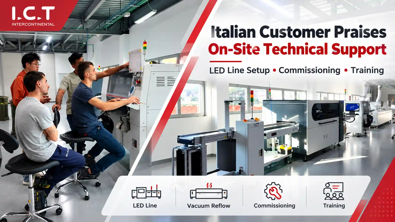 Italijanski proizvajalec LED hvali tehnično podporo IKT na kraju samem za novo proizvodno linijo LED.webp